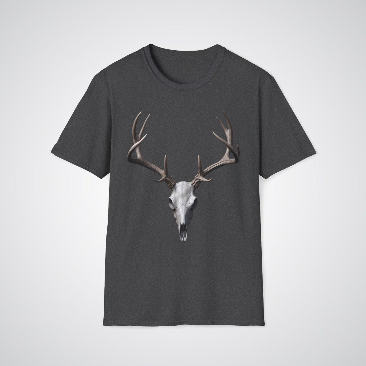 Deer Skull with Antlers Unisex Realism T-Shirt - Tattoo Unleashed