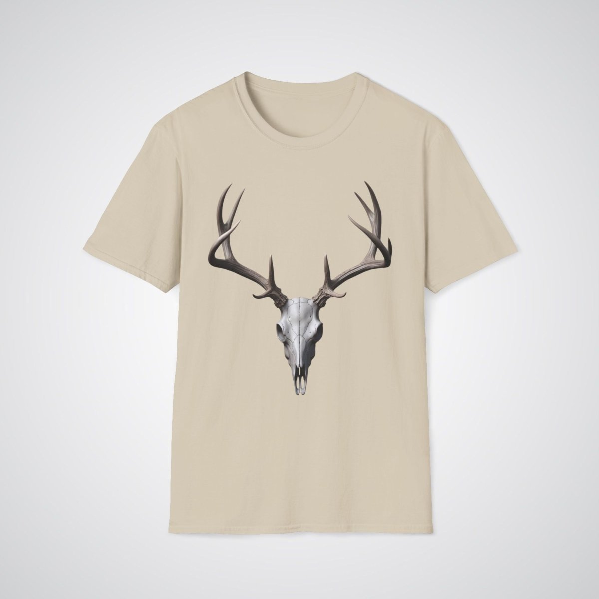 Deer Skull with Antlers Unisex Realism T-Shirt - Tattoo Unleashed