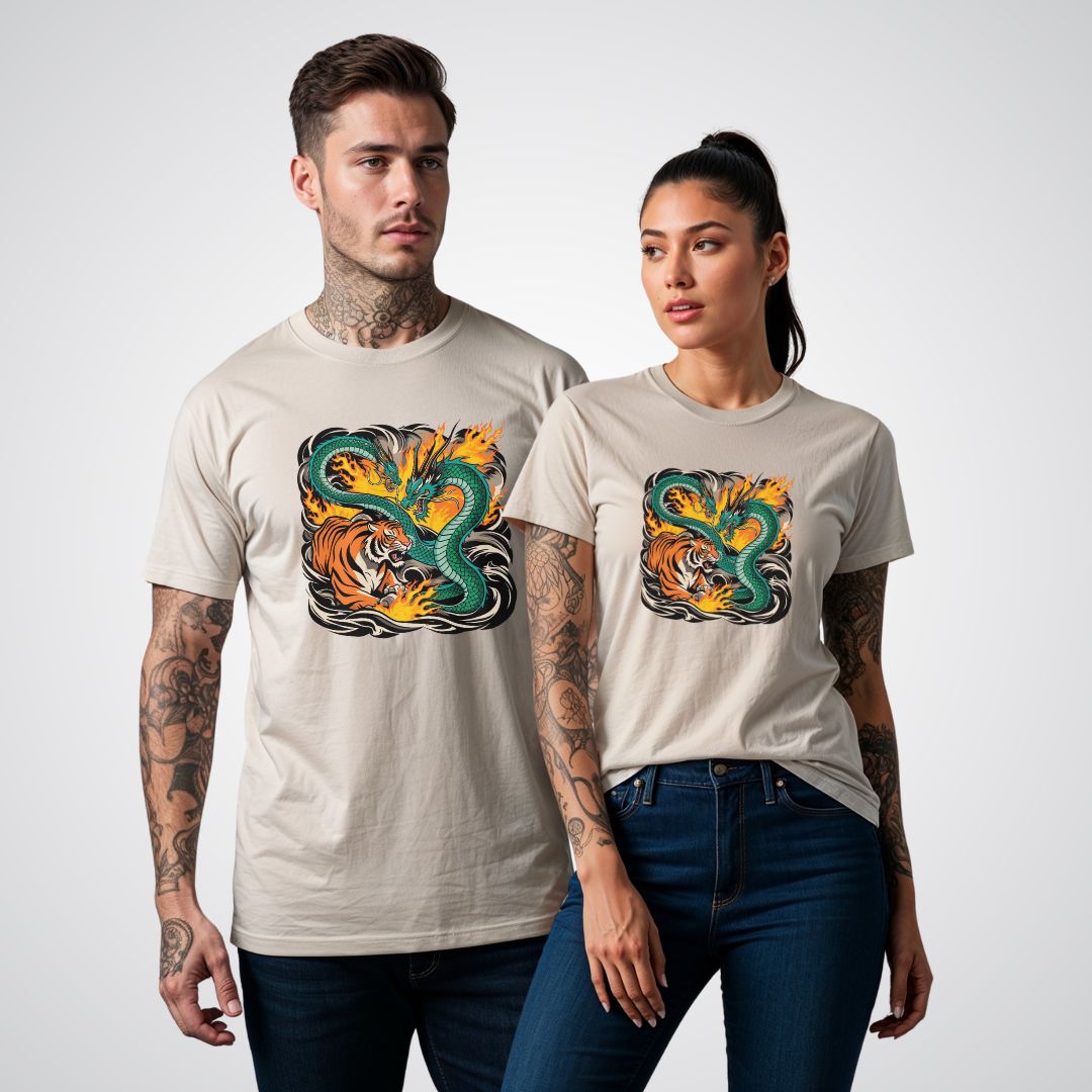 Dragon vs Tiger Japanese Tattoo Unisex T-Shirt - Tattoo Unleashed