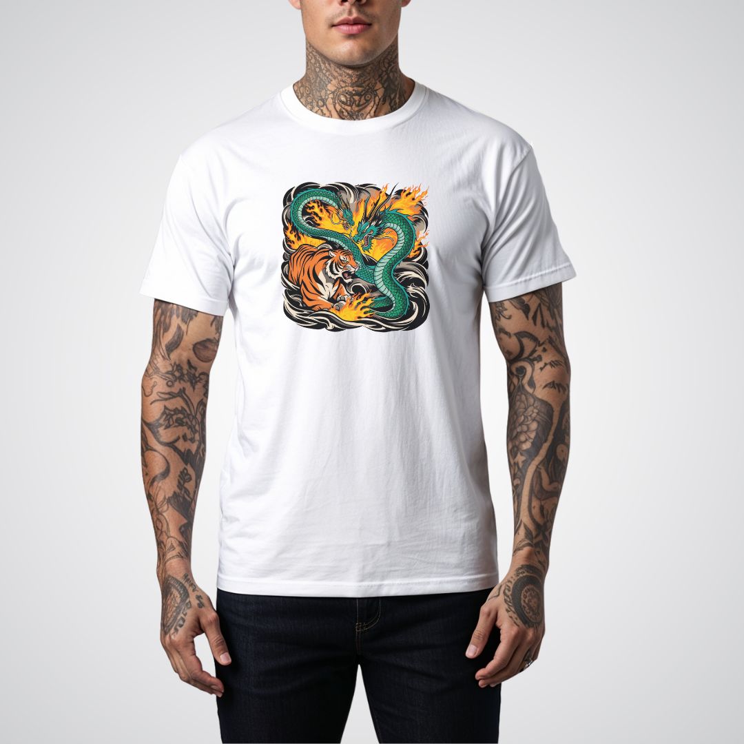 Dragon vs Tiger Japanese Tattoo Unisex T-Shirt - Tattoo Unleashed