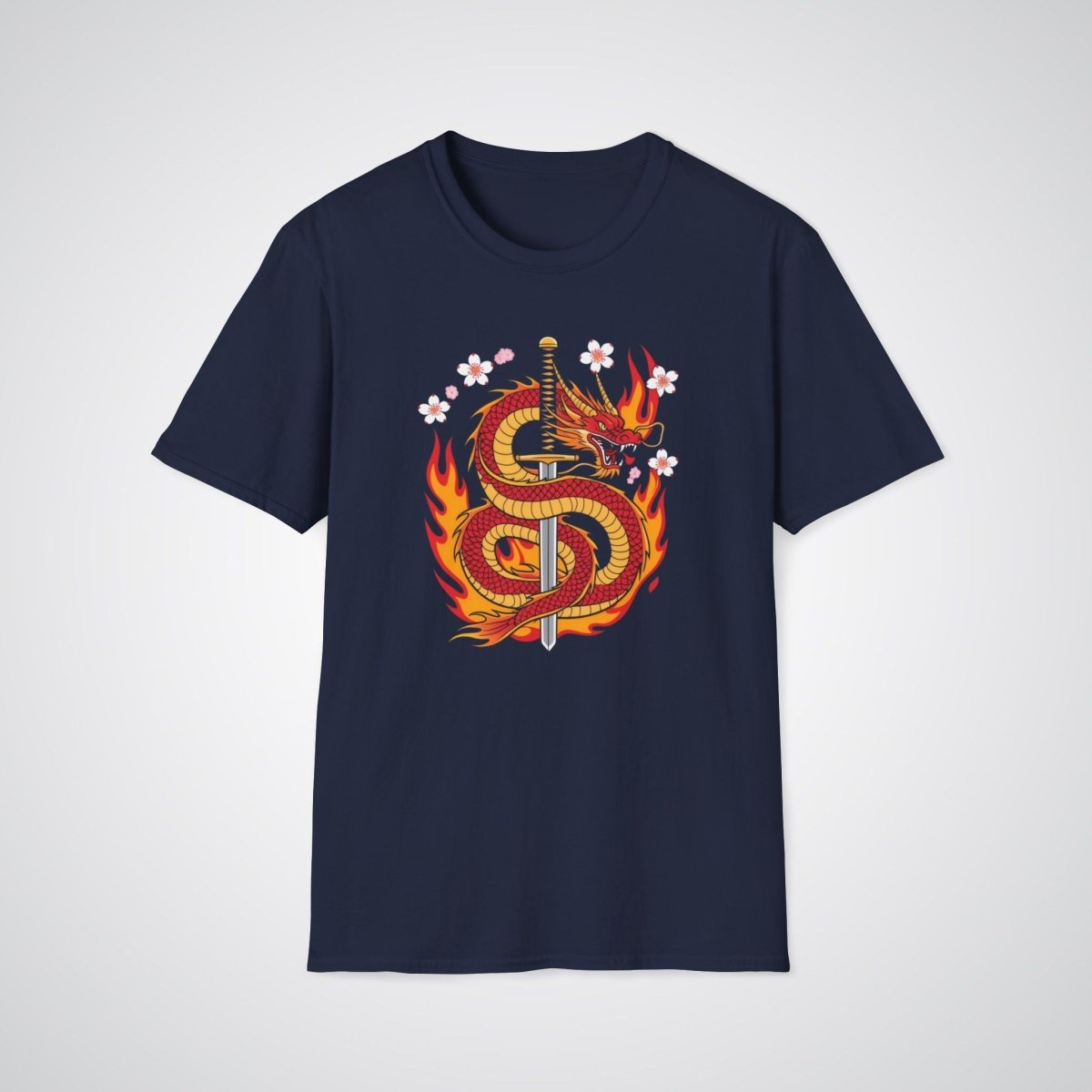 Dragon with Samurai Sword Neo - Traditional Tattoo Unisex T-Shirt - Tattoo Unleashed