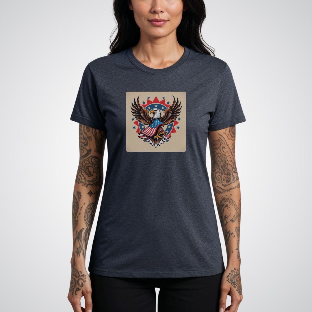 Eagle with American Flag Neo - Traditional Tattoo Unisex T-Shirt - Tattoo Unleashed