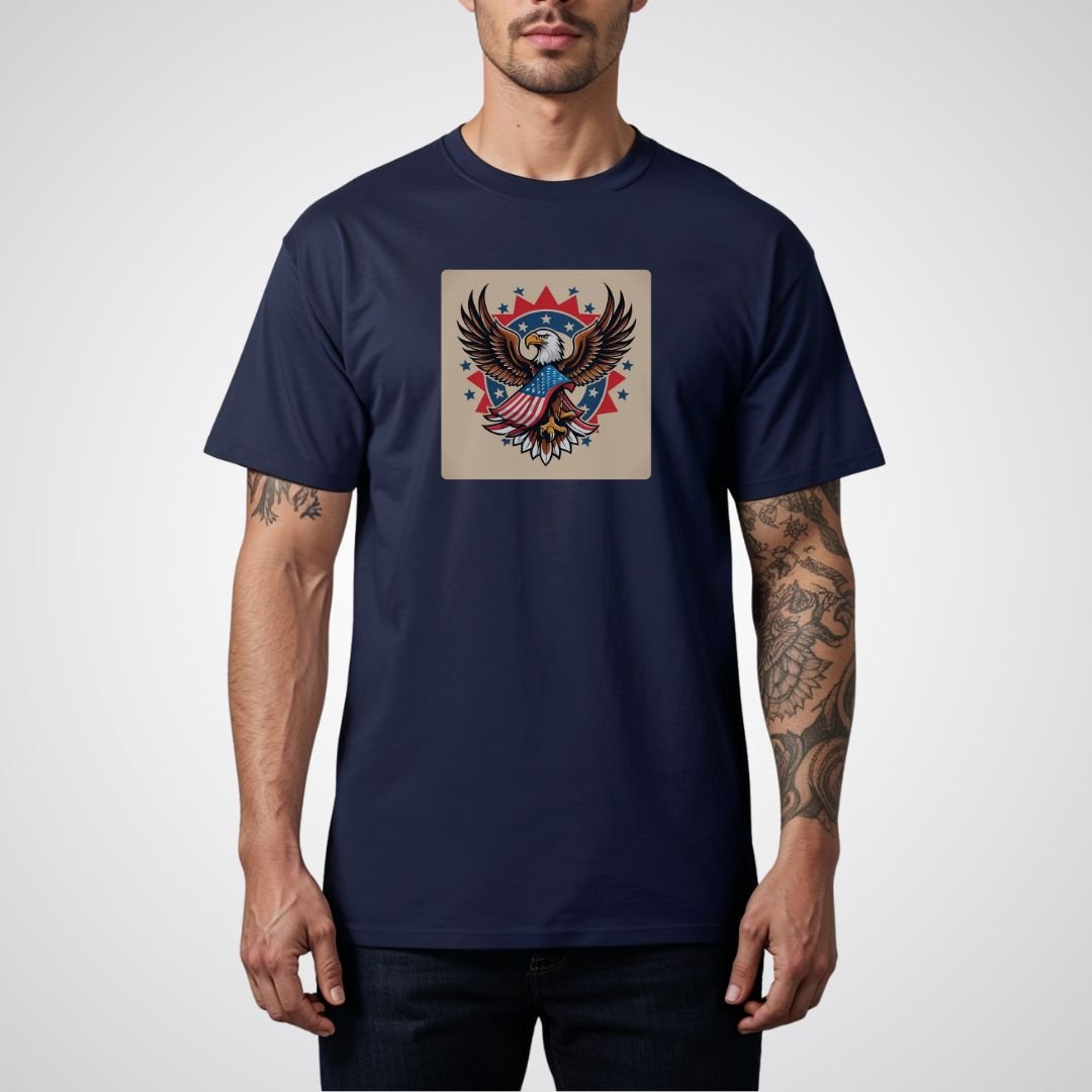 Eagle with American Flag Neo - Traditional Tattoo Unisex T-Shirt - Tattoo Unleashed