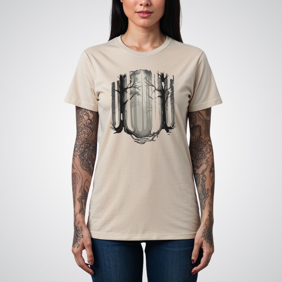 Forest of Trees with Fog Realism Tattoo Unisex T-Shirt - Tattoo Unleashed