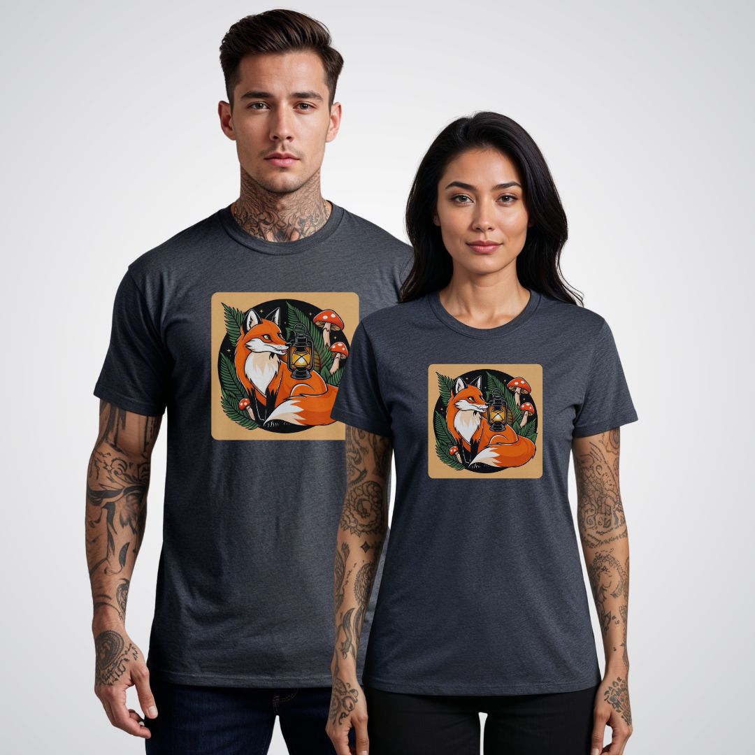 Fox with Lantern Neo - Traditional Tattoo Unisex T-Shirt - Tattoo Unleashed