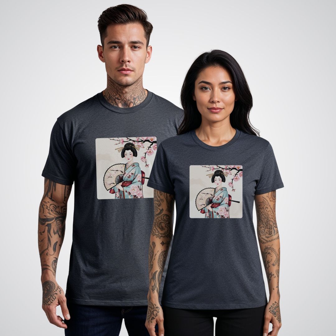 Geisha with a Fan Japanese Tattoo Unisex T-Shirt - Tattoo Unleashed