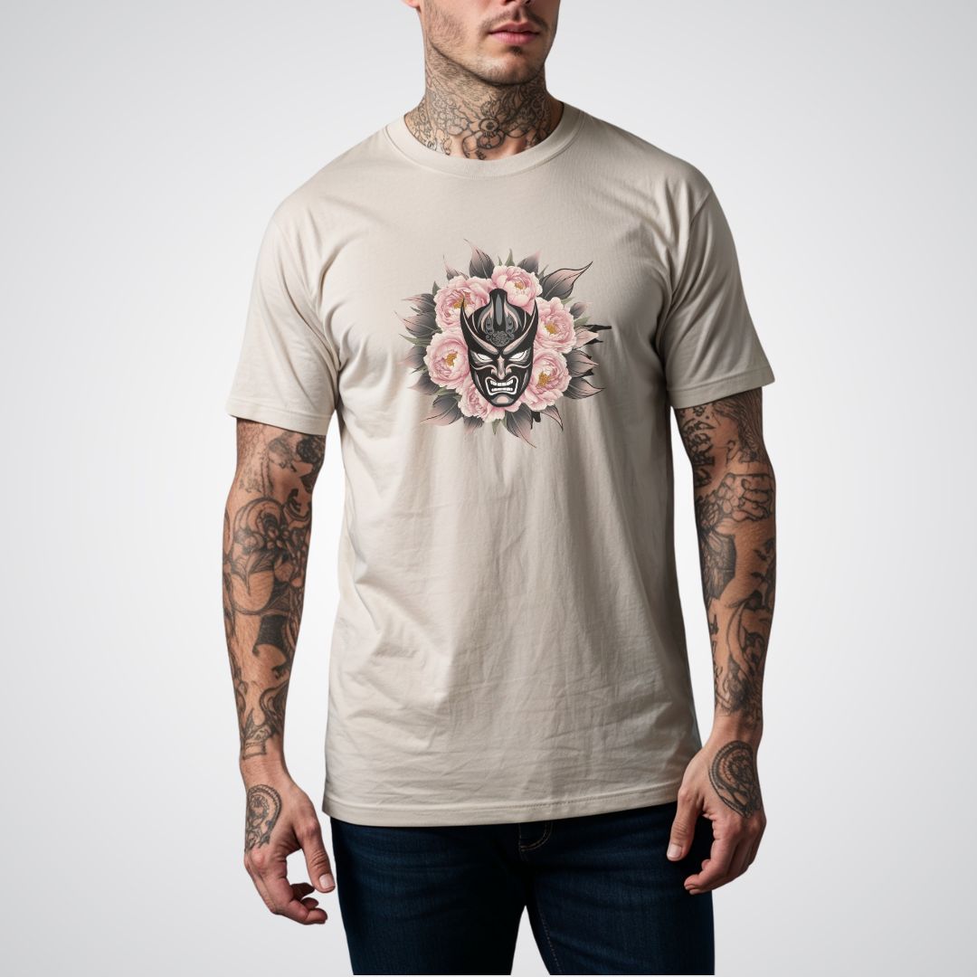 Hannya Mask with Peonies Japanese Tattoo Unisex T-Shirt - Tattoo Unleashed