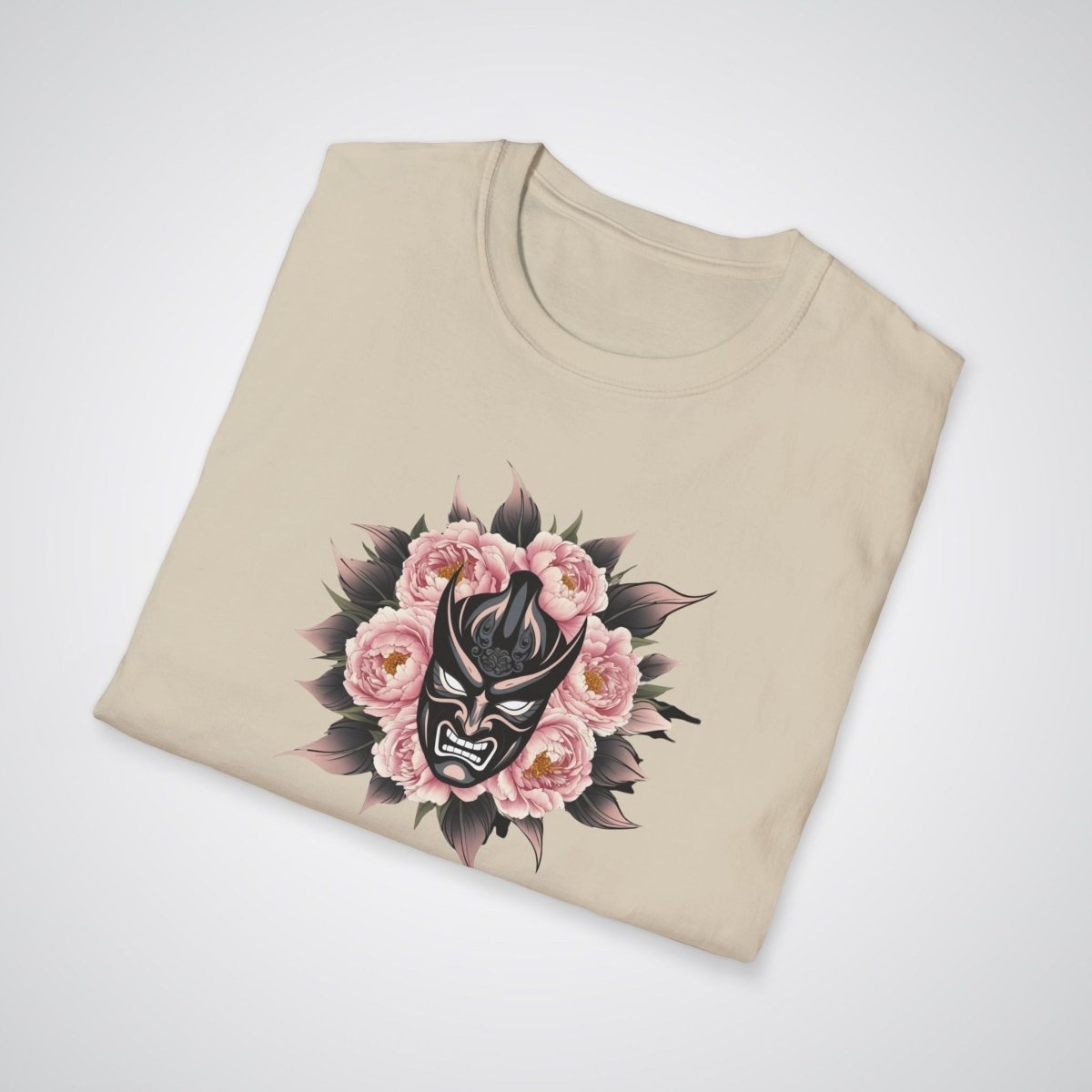 Hannya Mask with Peonies Japanese Tattoo Unisex T-Shirt - Tattoo Unleashed