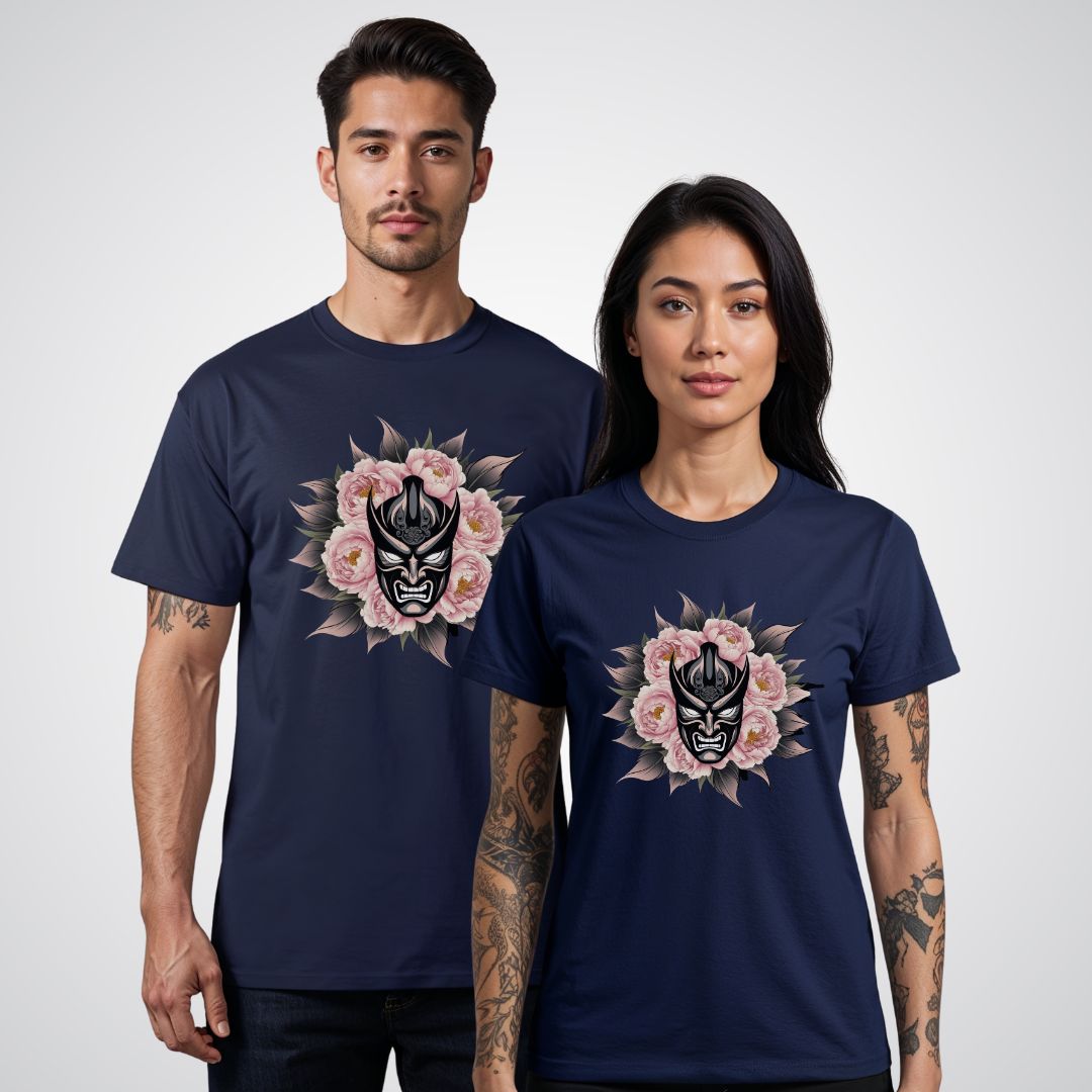 Hannya Mask with Peonies Japanese Tattoo Unisex T-Shirt - Tattoo Unleashed