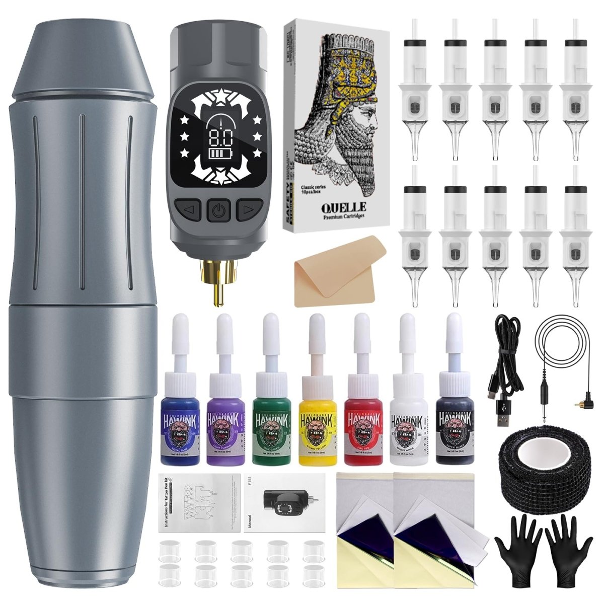 Hawink Professional Rotary Wireless Tattoo Pen Kit HWP67P155 - 7 - Tattoo Unleashed