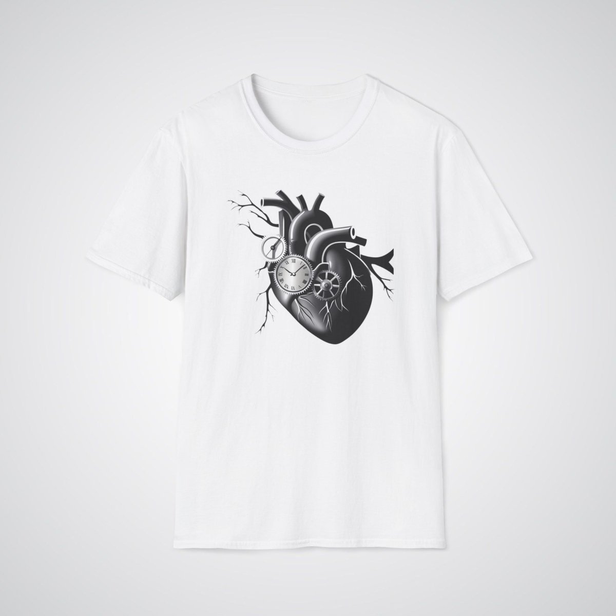 Heart and Clock Gear Realism Tattoo Unisex T-Shirt - Tattoo Unleashed