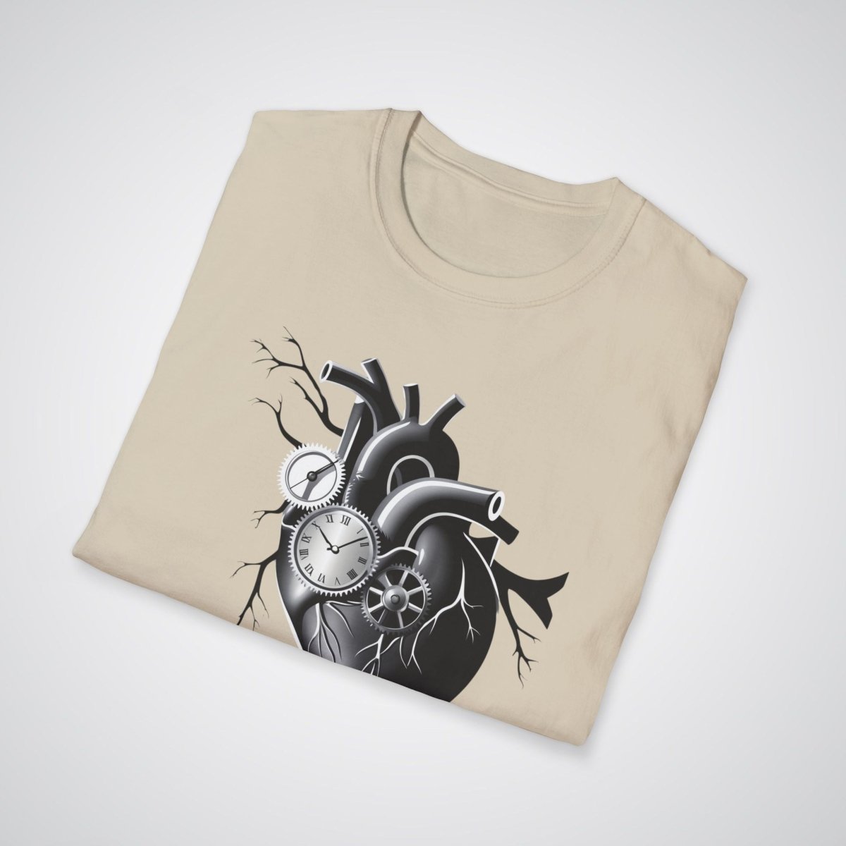 Heart and Clock Gear Realism Tattoo Unisex T-Shirt - Tattoo Unleashed