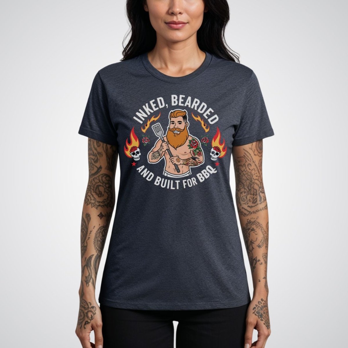 Inked, Bearded, and Built for BBQ Tattoo Unisex T-Shirt - Tattoo Unleashed