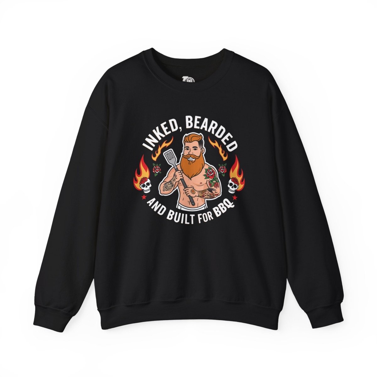 Inked, Bearded, and Built for BBQ Unisex Crewneck Sweatshirt - Tattoo Unleashed