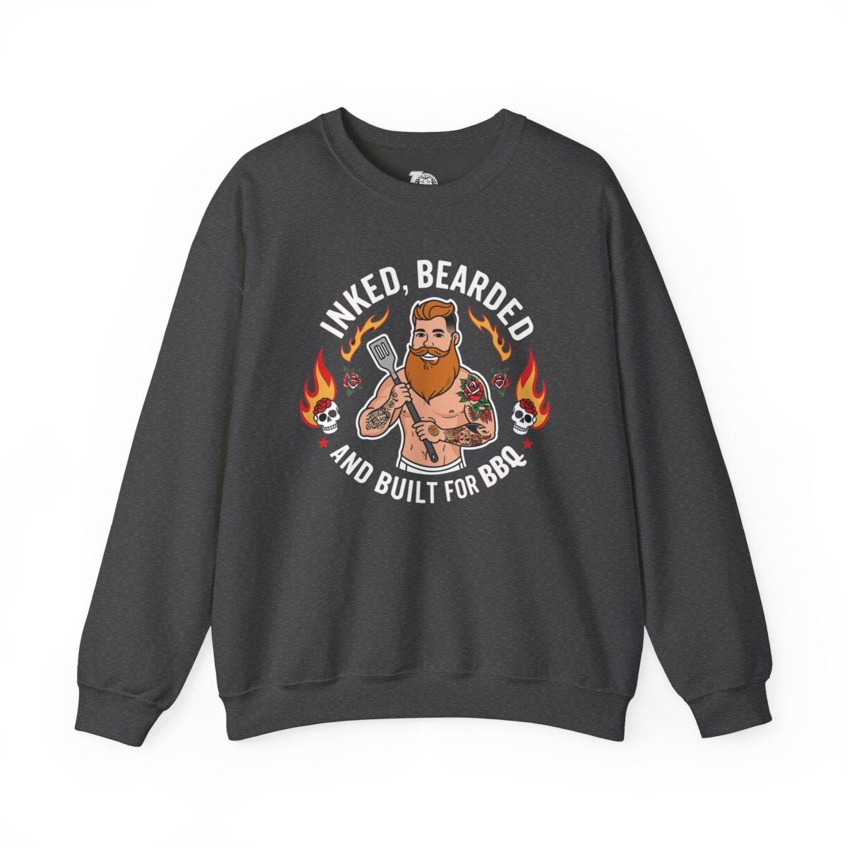 Inked, Bearded, and Built for BBQ Unisex Crewneck Sweatshirt - Tattoo Unleashed