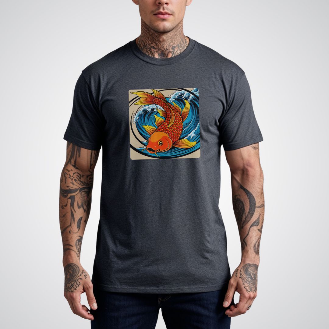 Koi Fish Swimming Upstream Japanese Tattoo Unisex T-Shirt - Tattoo Unleashed