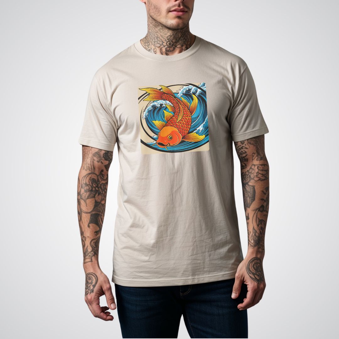 Koi Fish Swimming Upstream Japanese Tattoo Unisex T-Shirt - Tattoo Unleashed