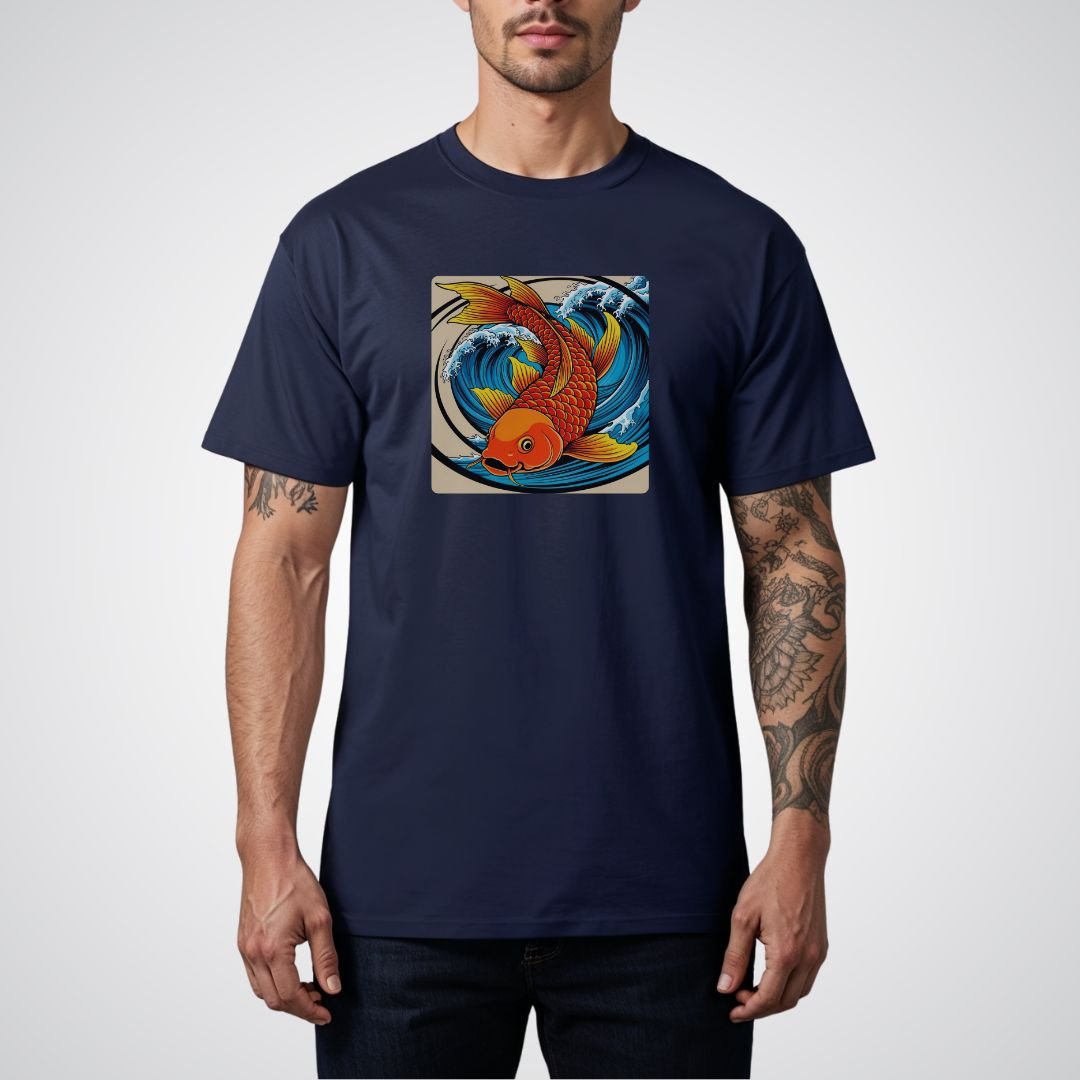 Koi Fish Swimming Upstream Japanese Tattoo Unisex T-Shirt - Tattoo Unleashed