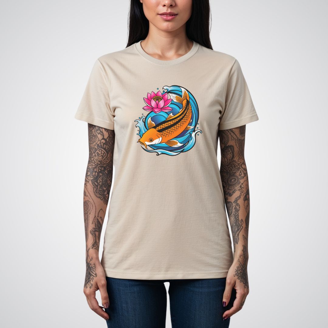 Koi Fish Swimming Upstream Neo - Traditional Tattoo Unisex T-Shirt - Tattoo Unleashed