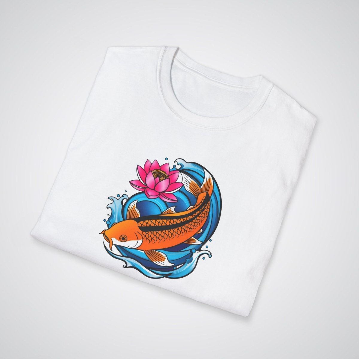 Koi Fish Swimming Upstream Neo - Traditional Tattoo Unisex T-Shirt - Tattoo Unleashed