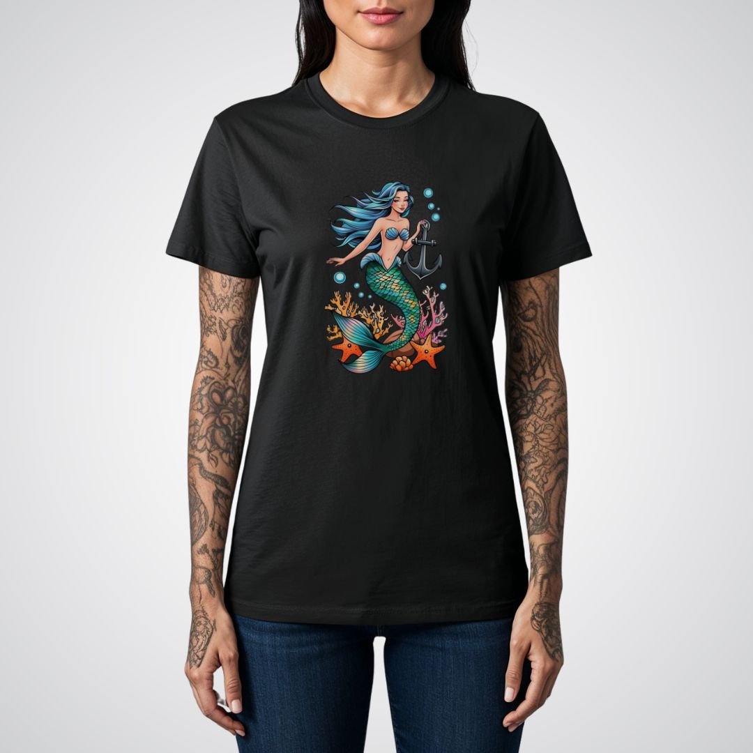 Mermaid with Anchor Neo - Traditional Tattoo Unisex T-Shirt - Tattoo Unleashed