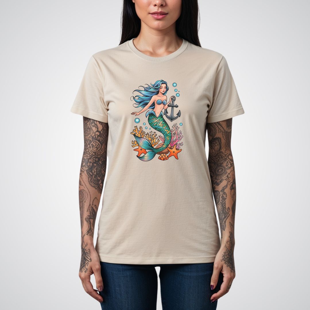 Mermaid with Anchor Neo - Traditional Tattoo Unisex T-Shirt - Tattoo Unleashed