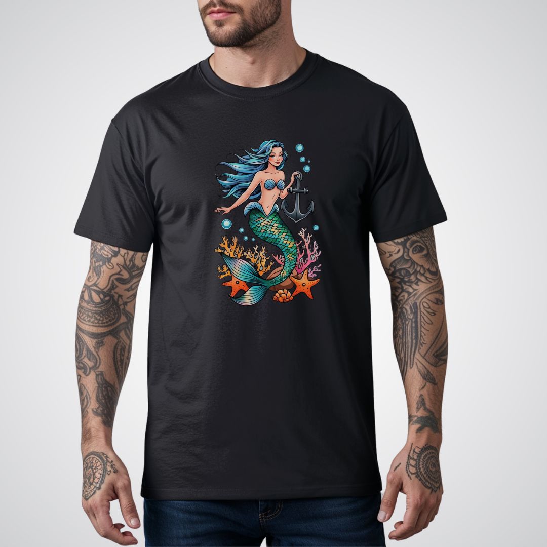 Mermaid with Anchor Neo - Traditional Tattoo Unisex T-Shirt - Tattoo Unleashed