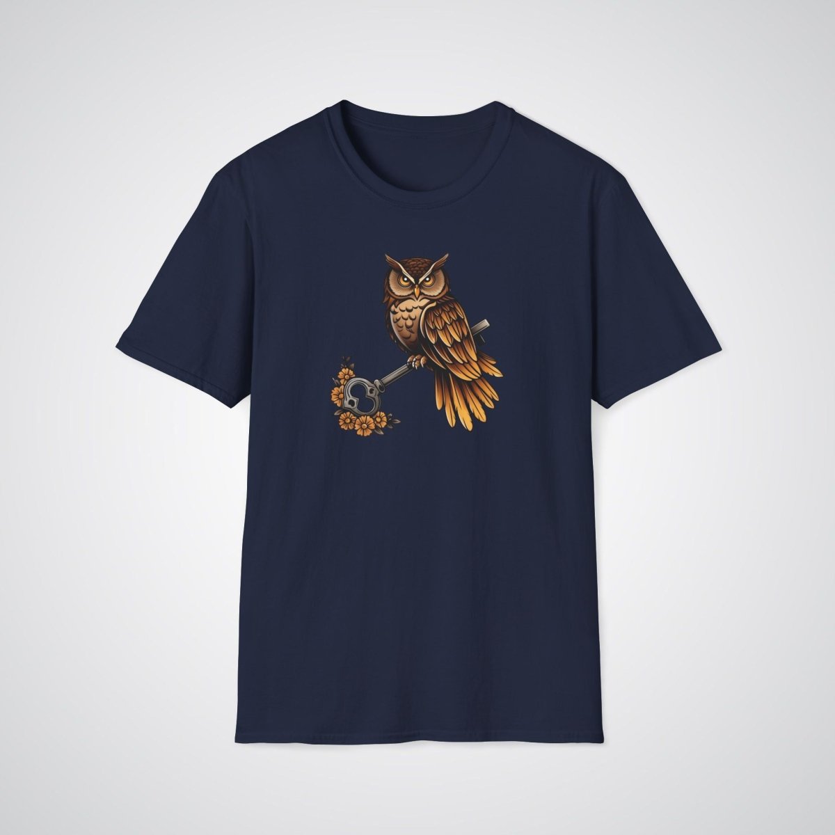 Owl with Key Neo - Traditional Tattoo Unisex T-Shirt - Tattoo Unleashed