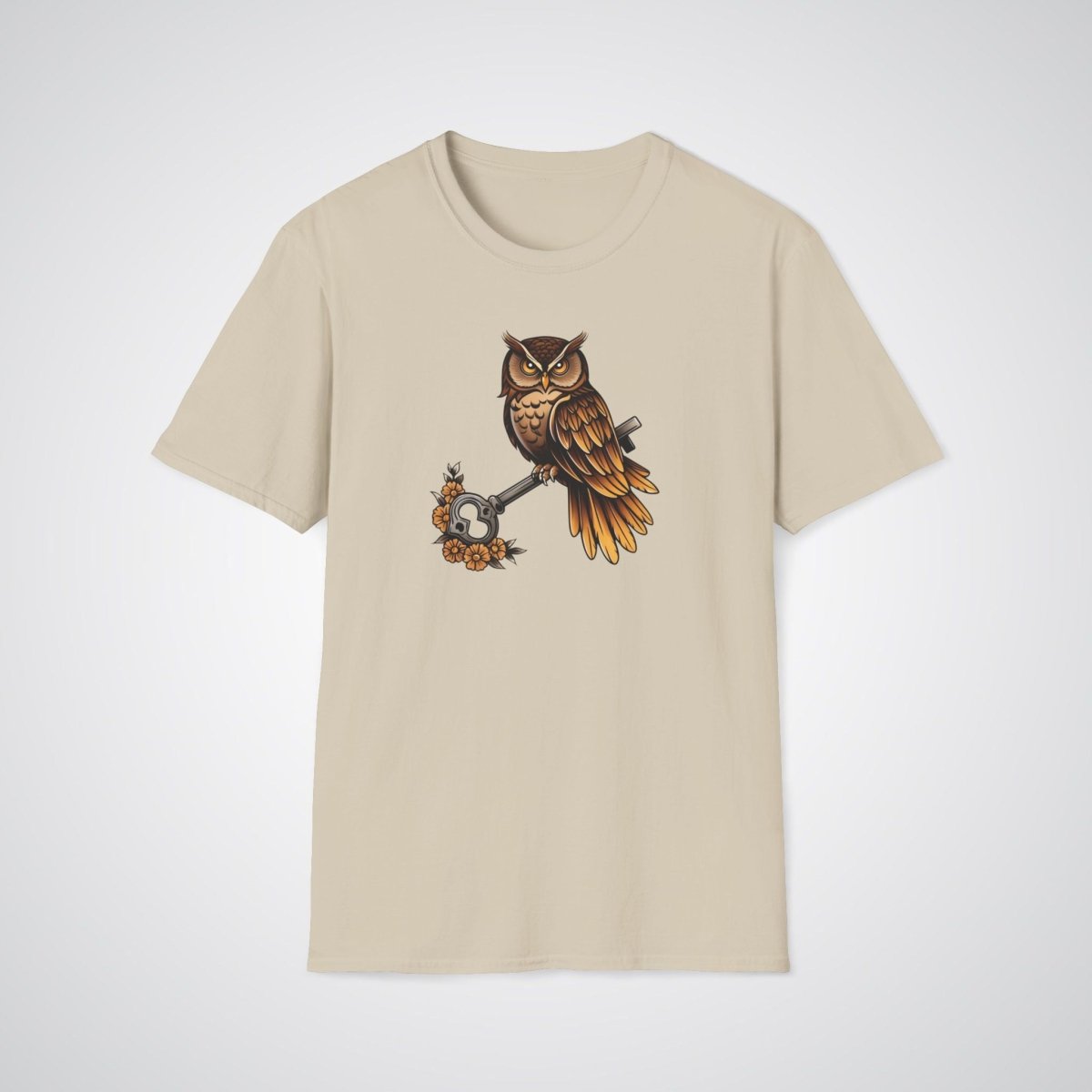 Owl with Key Neo - Traditional Tattoo Unisex T-Shirt - Tattoo Unleashed