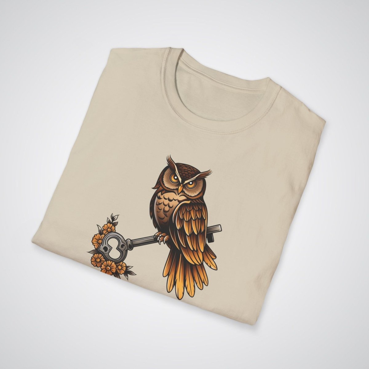 Owl with Key Neo - Traditional Tattoo Unisex T-Shirt - Tattoo Unleashed