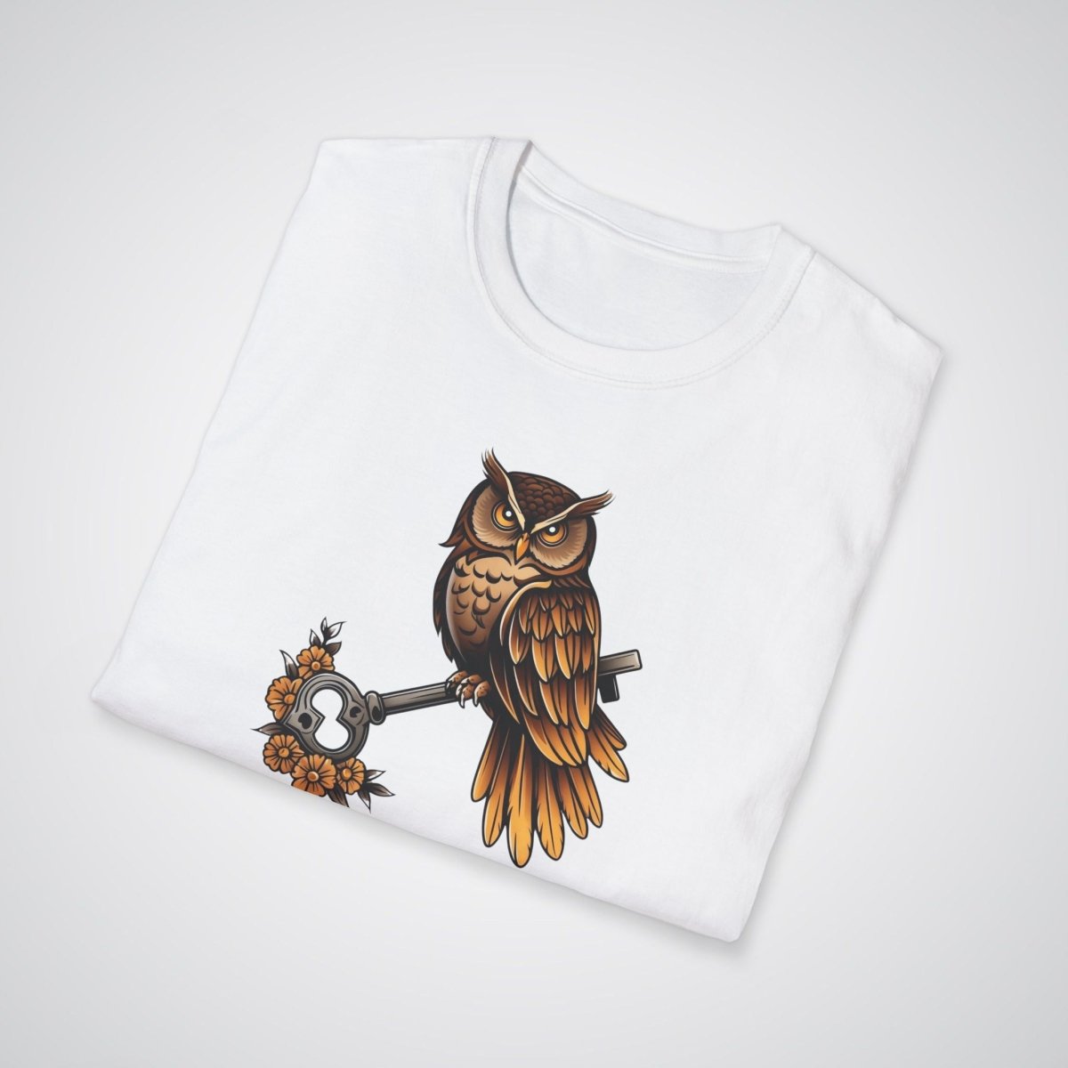 Owl with Key Neo - Traditional Tattoo Unisex T-Shirt - Tattoo Unleashed