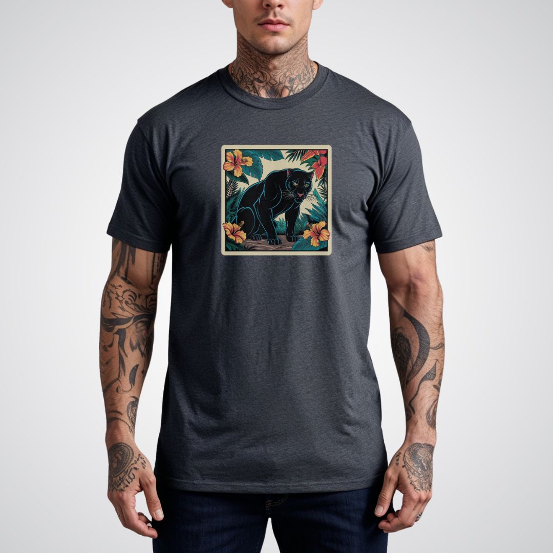 Panther with Jungle Background Neo - Traditional Tattoo Unisex T-Shirt - Tattoo Unleashed