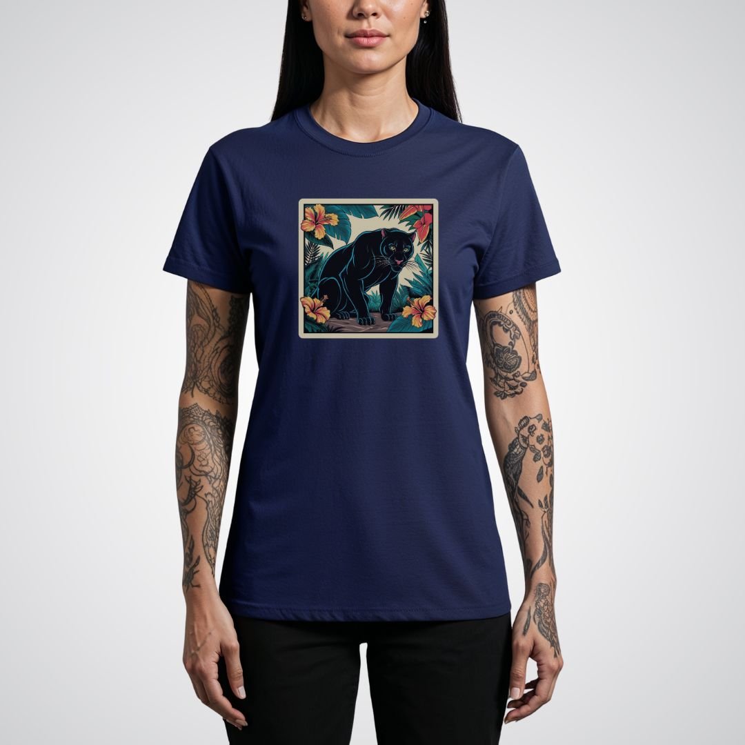 Panther with Jungle Background Neo - Traditional Tattoo Unisex T-Shirt - Tattoo Unleashed