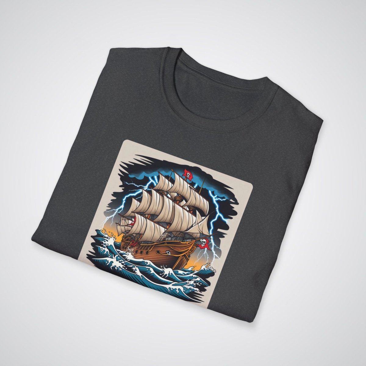 Pirate Ship with Stormy Seas Tattoo Unisex T-Shirt - Tattoo Unleashed