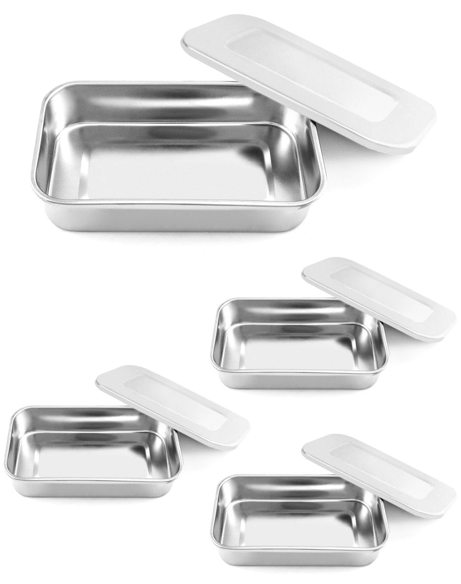 QWORK Stainless Steel Instrument Tray Organizer with Lid, 4 Pack - 8" Sterilization Container - Tattoo Unleashed