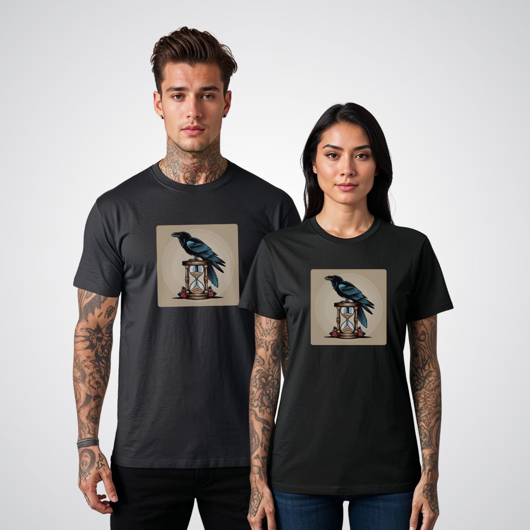 Raven with Hourglass Neo - Traditional Tattoo Unisex T-Shirt - Tattoo Unleashed