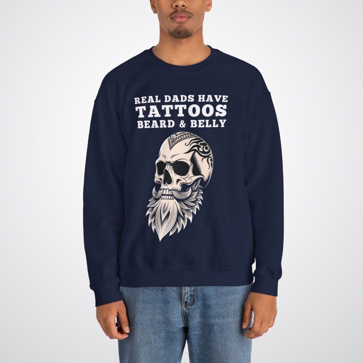 Real Dad Have Tattoos, Beard & Belly Unisex Crewneck Sweatshirt - Tattoo Unleashed