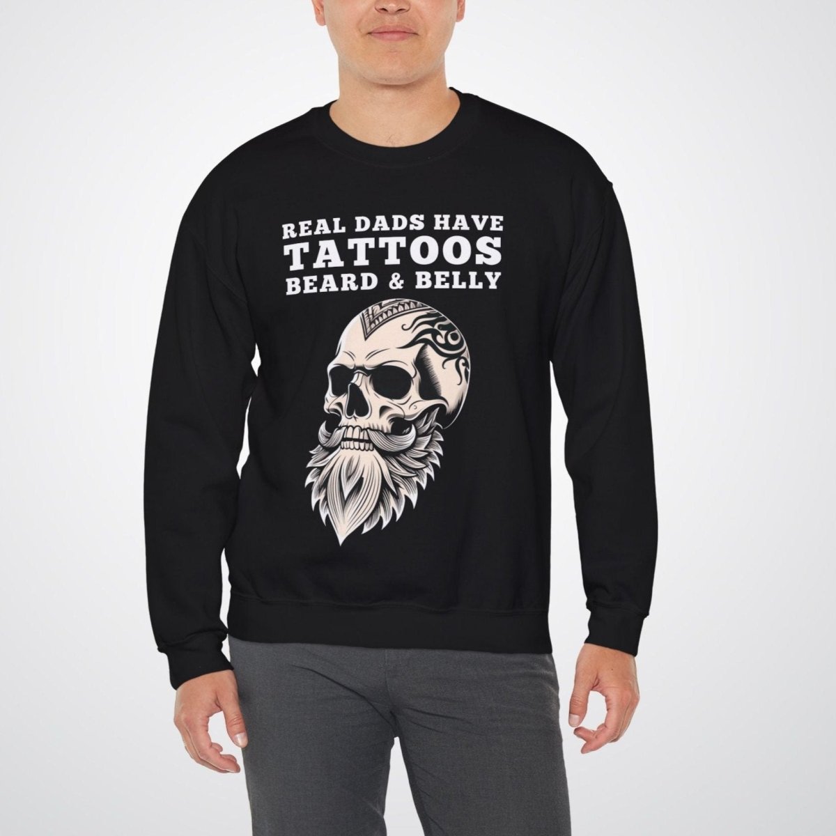 Real Dad Have Tattoos, Beard & Belly Unisex Crewneck Sweatshirt - Tattoo Unleashed