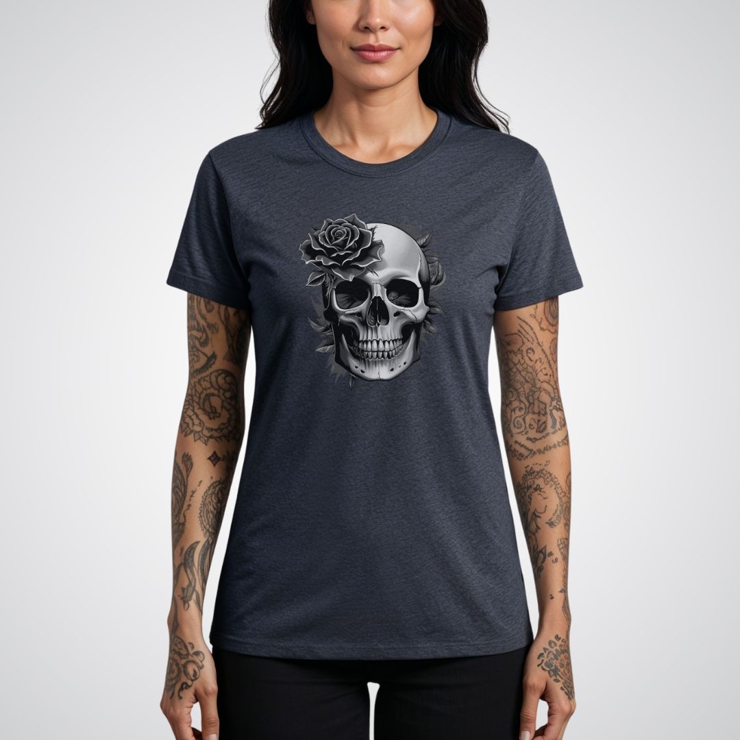 Rose Blooming from a Skull Realism Tattoo Unisex T-Shirt - Tattoo Unleashed