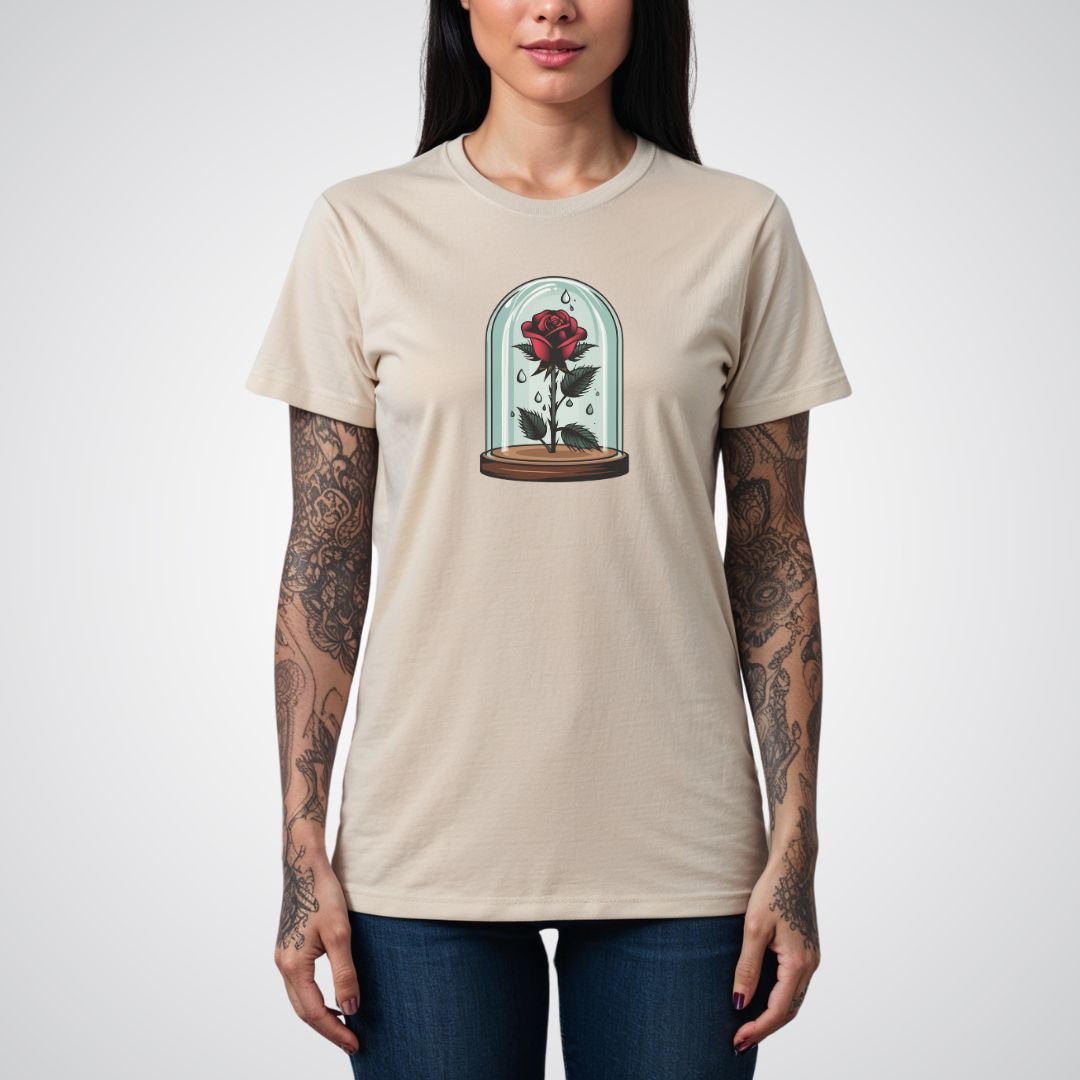 Rose in Glass Dome Neo - Traditional Tattoo Unisex T-Shirt - Tattoo Unleashed