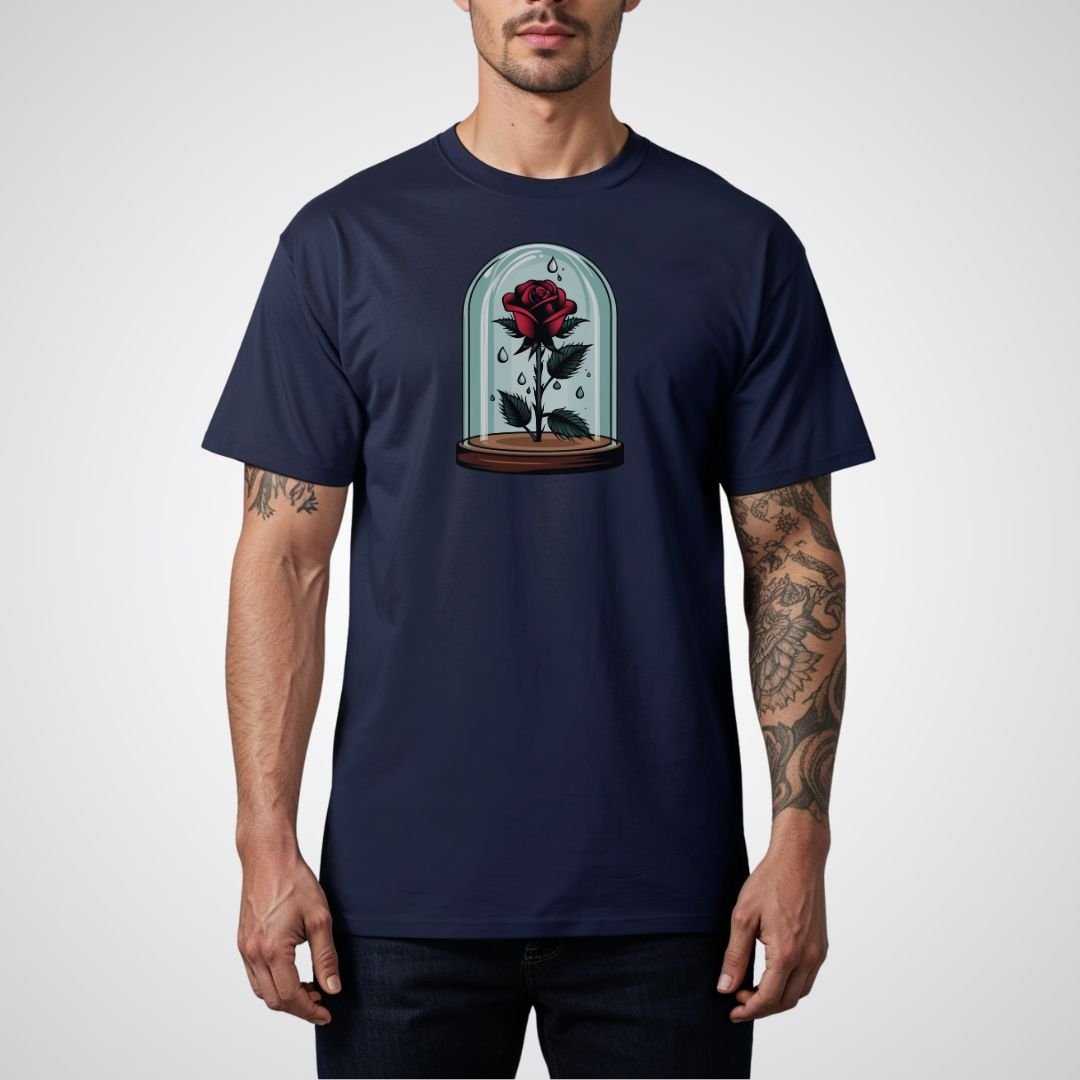 Rose in Glass Dome Neo - Traditional Tattoo Unisex T-Shirt - Tattoo Unleashed