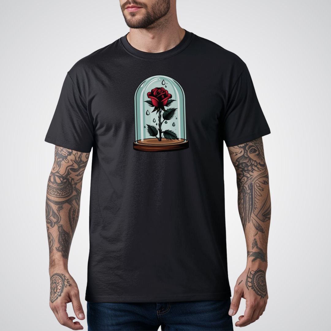 Rose in Glass Dome Neo - Traditional Tattoo Unisex T-Shirt - Tattoo Unleashed