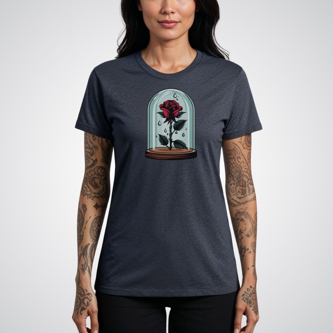 Rose in Glass Dome Neo - Traditional Tattoo Unisex T-Shirt - Tattoo Unleashed