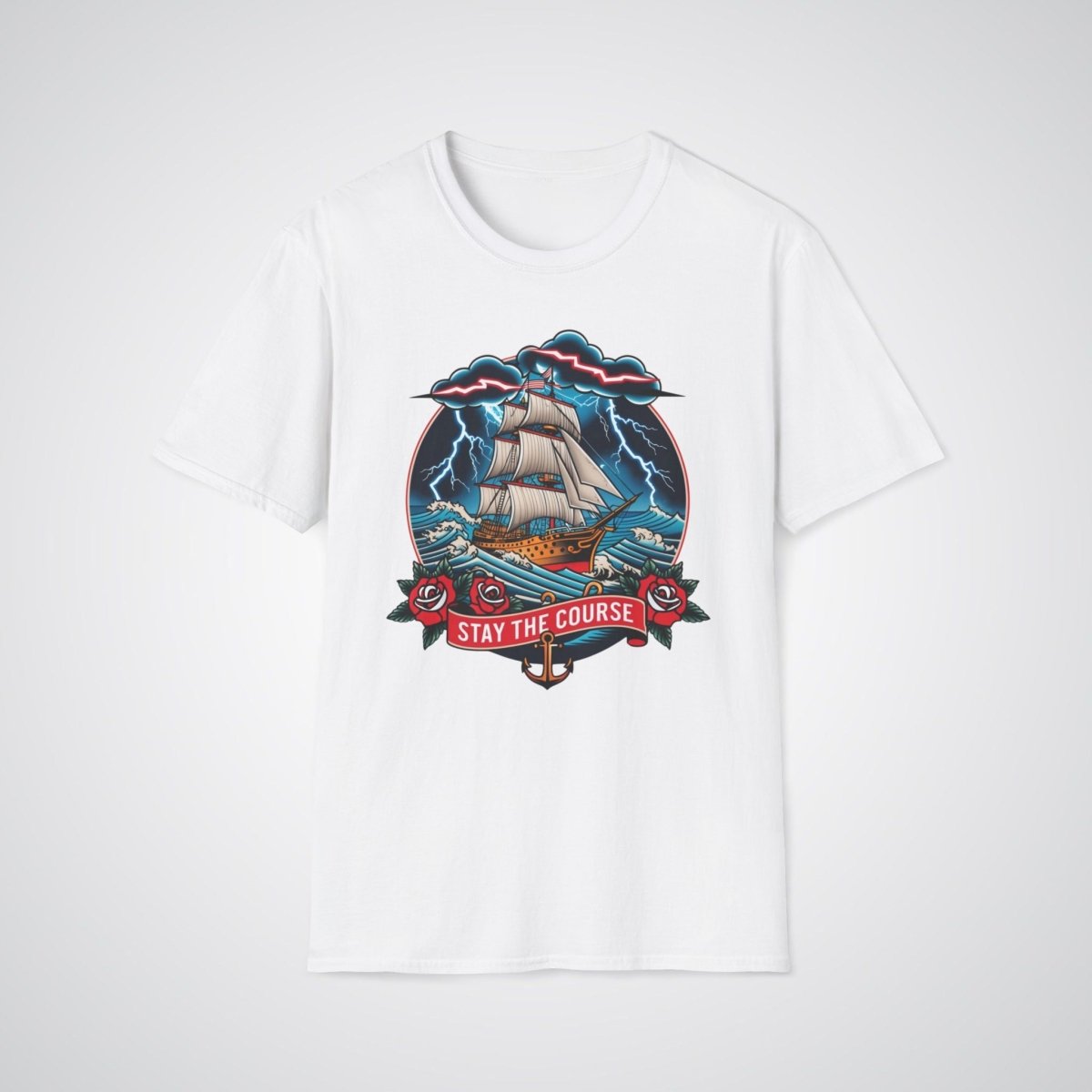 Ship Sailing Through a Storm Traditional Tattoo Unisex T-shirt - Tattoo Unleashed