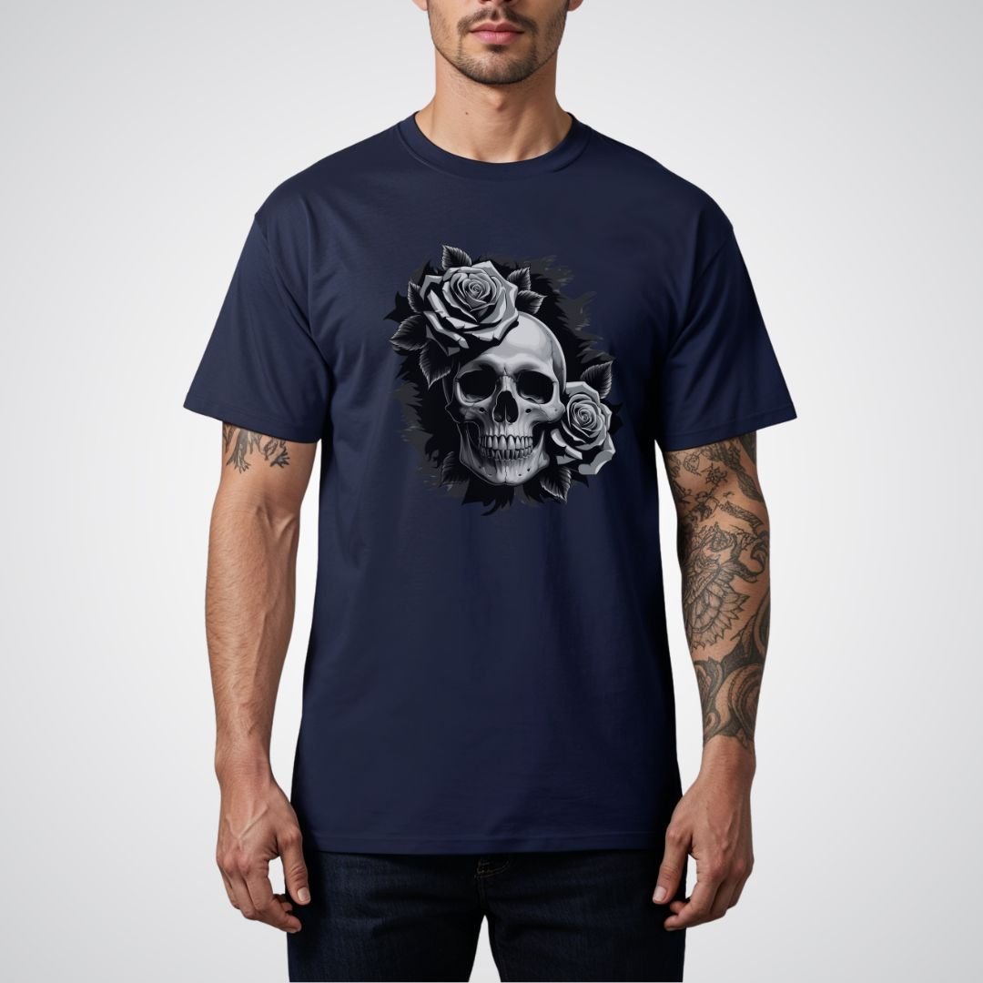 Skull with Roses Realism Tattoo Unisex T-Shirt - Tattoo Unleashed