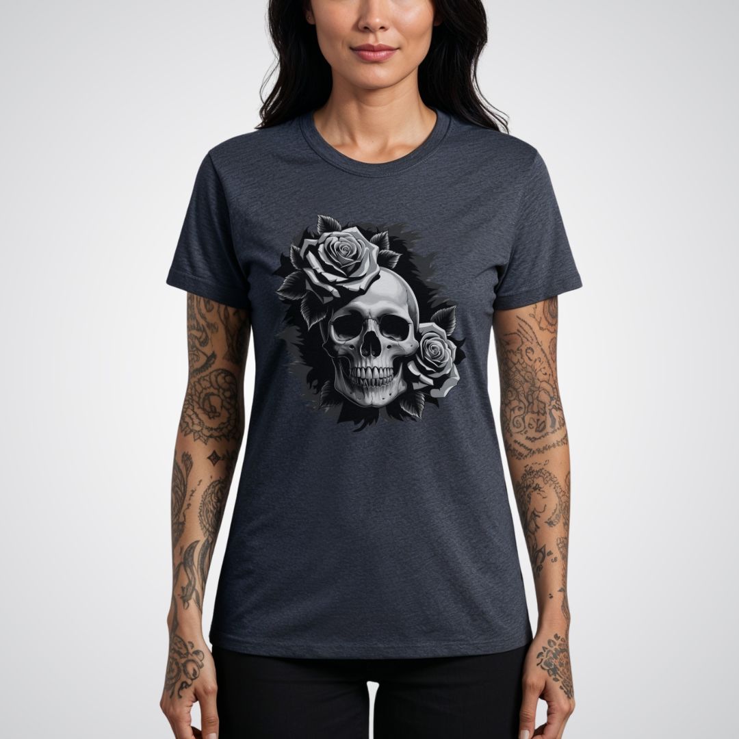 Skull with Roses Realism Tattoo Unisex T-Shirt - Tattoo Unleashed