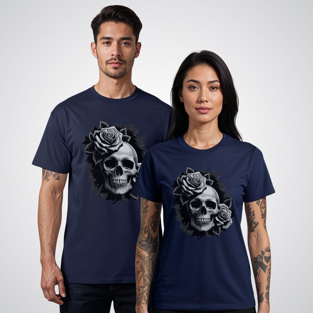 Skull with Roses Realism Tattoo Unisex T-Shirt - Tattoo Unleashed