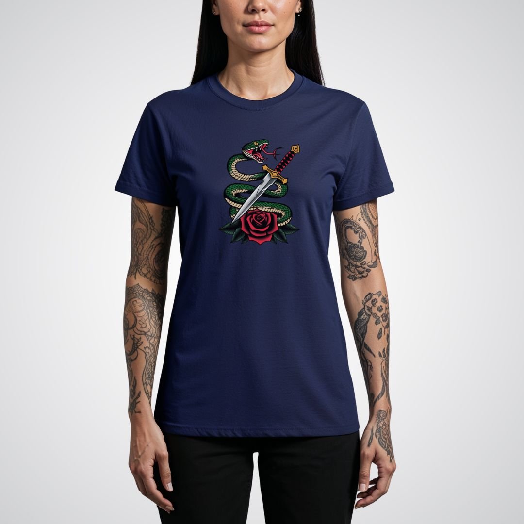 Snake Coiled Around a Dagger Neo - Traditional Tattoo Unisex T-Shirt - Tattoo Unleashed