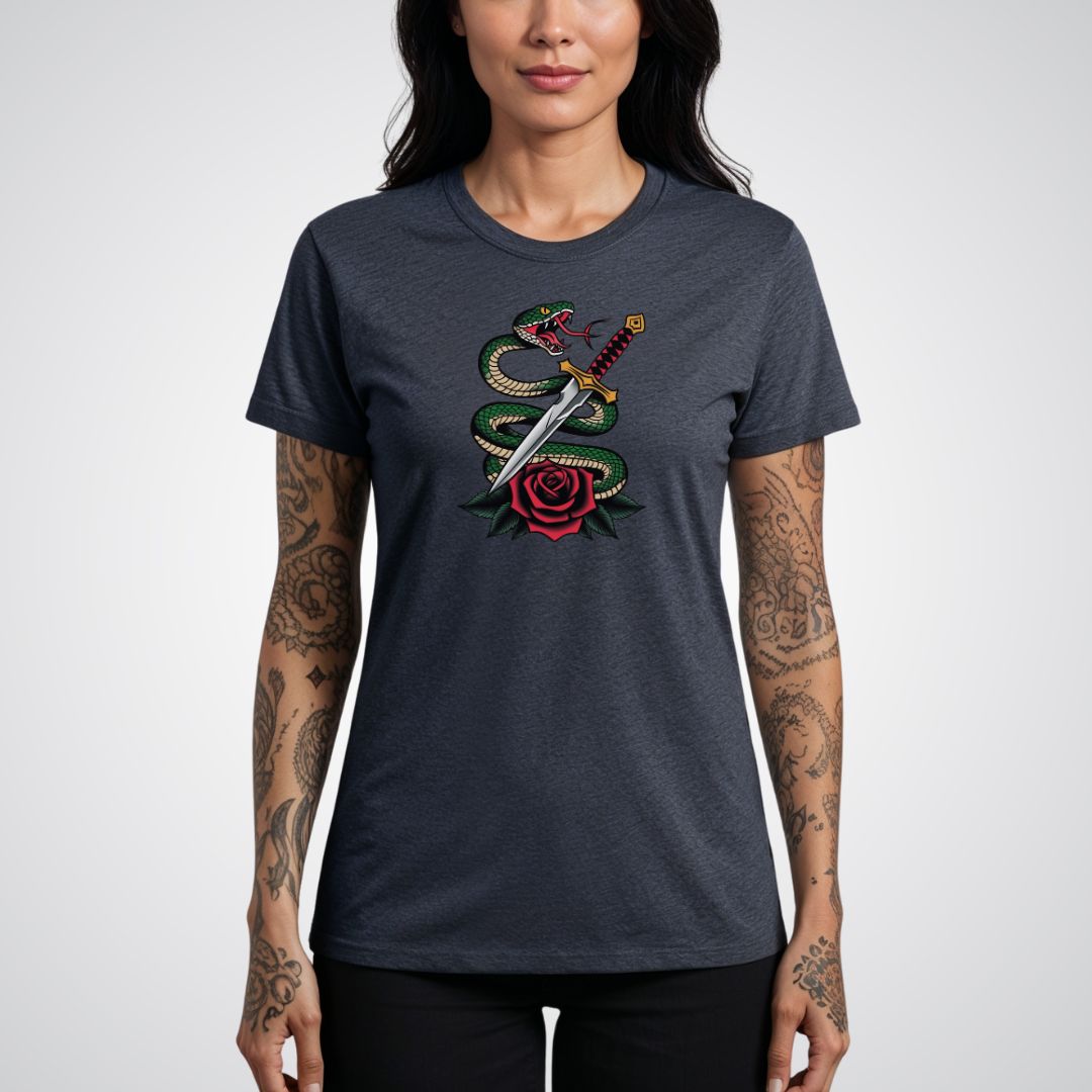 Snake Coiled Around a Dagger Neo - Traditional Tattoo Unisex T-Shirt - Tattoo Unleashed