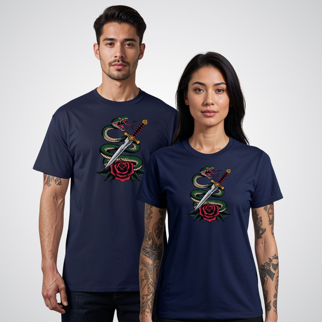 Snake Coiled Around a Dagger Neo - Traditional Tattoo Unisex T-Shirt - Tattoo Unleashed